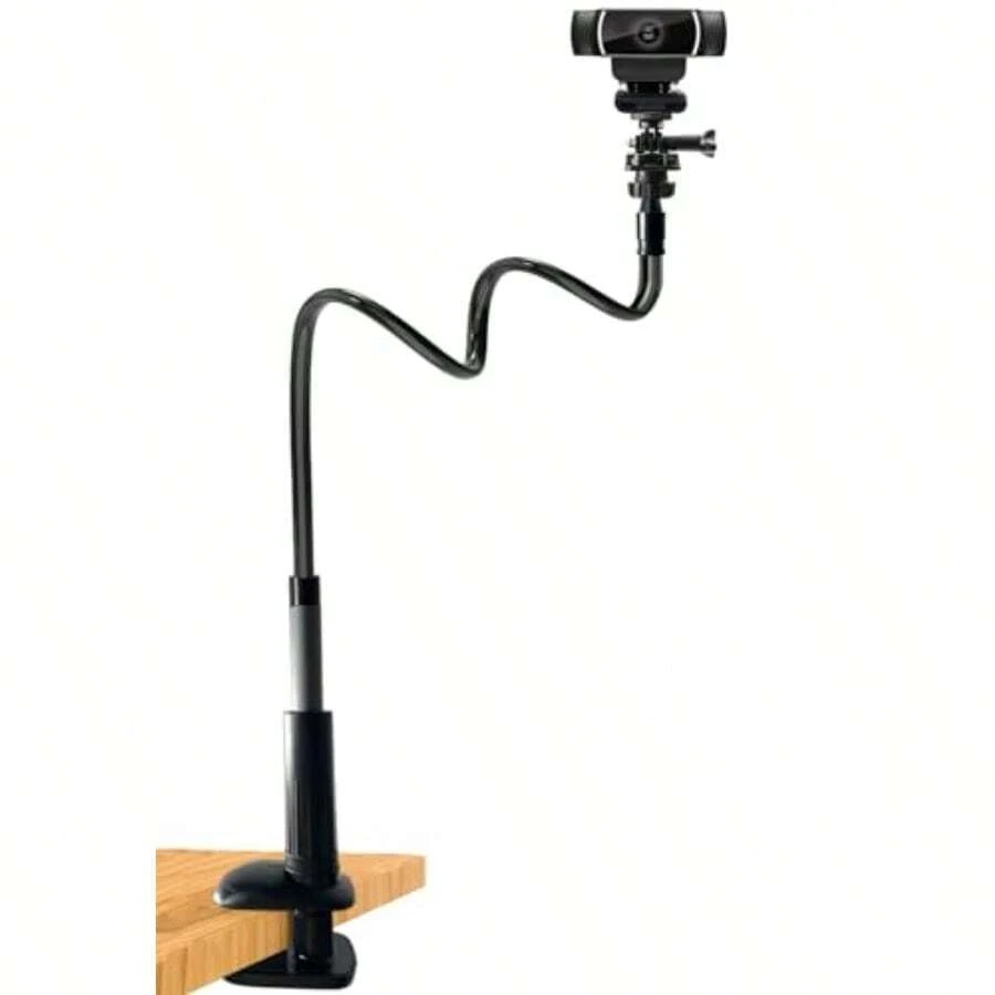 SLAW 30 Inch Webcam Stand Camera Mount Upgraded Thick Base Flexible Gooseneck Camera Stand Desk Webcam Mount Clamp For Logitech Webcams C930e C930 C920 C922x C922 Brio 4K C925e C615 Gopro Hero 8 7 6 5 4 - 黑色 - 查看 1