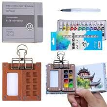 5 pezzi Set mini portatile di tavolozze per acquerelli con area di miscelazione integrata, kit da viaggio per schizzi in plastica, molletta e pennello con acqua per artisti, custodie vuote - accessorio da cavalletto per schizzi e pittura all'aperto