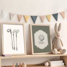 لوحة جدارية قماشية، فن جداري لغرفة طفلة أو طفل، ديكور غرفة الأطفال، منتجات أطفال، ملصقات غرفة الأطفال، لوحة جدارية بدب تيدي قديم بطراز الجولف، لون أخضر داكن، ديكور جداري مؤثر