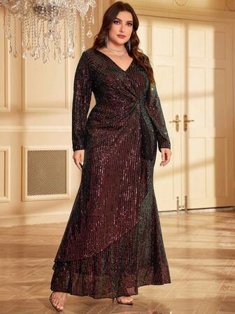 大码正式晚礼服（装饰繁复）