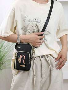 女士手机包,玫瑰金字母印花迷你斜挎包,竖款零钱包,运动手提包/跑步腕包,迷你休闲斜挎手机包,带耳机孔,适合白领上班族、大学生、上班族、商务人士、通勤族、办公室、周年纪念日、送给爱人的礼物、生日礼物、情人节礼物、圣诞节礼物、感恩节礼物 - 彩色 - 查看 5