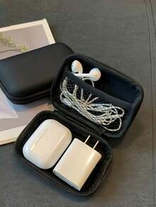 Thick & Durable Data Cable Charging Box, Space-Optimized, Compact Waterproof Portable Coin Purse Earphone Storage Box, Small Charger Organizer, Key Pouch, Cosmetic Bag, Wireless Earbuds Case, Travel Organizer, Suitable For USB Drive, Adapter, Earphone Cables, Etc. Essential For Back To School, Christmas Gift, Unisex Electronic Accessories, Travel Essential