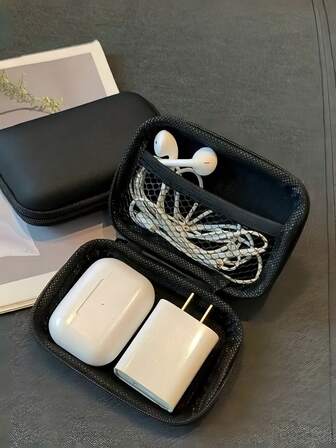 Cable de datos súper grueso y duradero, estuche cargador, estuche pequeño y a prueba de agua optimizado para el espacio, monedero portátil, estuche para auriculares, organizador de cargador pequeño, bolsa para llaves, bolsa de maquillaje, estuche para auriculares inalámbricos, bolsa de almacenamiento de viaje para unidades USB, adaptadores de corriente, auriculares, cables, etc. Un imprescindible como regalo de Navidad, accesorios electrónicos para mujeres y hombres, artículos esenciales de viaje