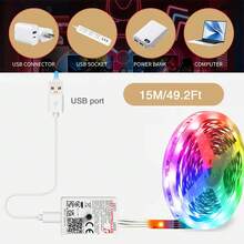 NBBUFF 3 pés - 100 pés Fita de Luz LED RGB Inteligente com Controle Remoto e Controle de Aplicativo, Sincronização de Música, Temporizador, Múltiplas Cores, Fácil de Instalar, Luzes LED para Decoração de Quarto, Sala de Estar, Sala de Jogos, Bottom de TV, Decoração de Bar, Iluminação de Teto, Decoração de Festa de Feriado, Decoração de Natal e Ano Novo, Presente