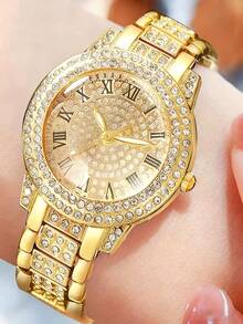 6pcs Women's Bohemian Style Quartz Watch Jewelry Set - Gold Alloy Chronograph Watch, Bracelet, Necklace, Ring Jewelry Set - Elegant Gift, Suitable For Birthday, Party, Casual - Best Gift For Women - Gold - View 5
