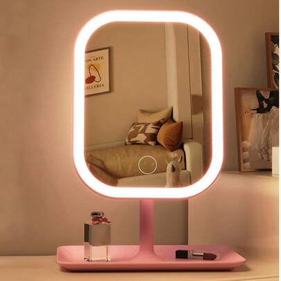 Gương trang điểm LED, 3 chế độ chiếu sáng, điều khiển cảm ứng, chân đế di động, có thể gập lại để cất giữ, gương trang điểm du lịch, gương trang điểm LED cầm tay có thể sạc lại, món quà Giáng sinh tuyệt vời dành cho phụ nữ.