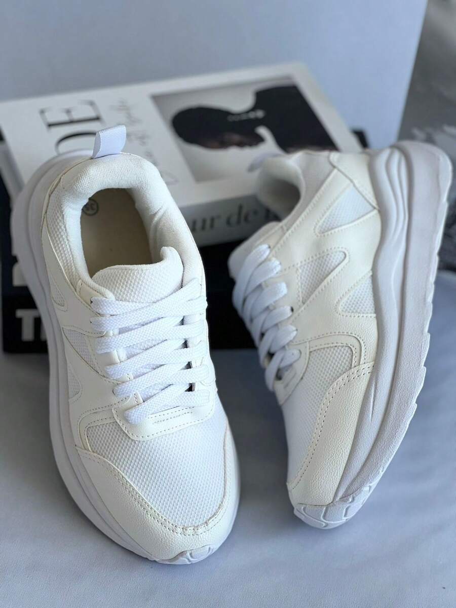 Women's Sneakers, Blogger Style, Paris, Casual And Comfortable - Blanco - Ver 1