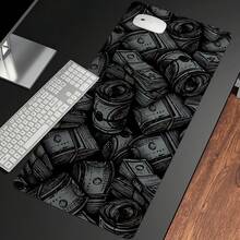 1 件美元图案鼠标垫，大号游戏鼠标垫，多尺寸键盘桌垫，带缝边，适用于办公桌、家庭办公室，鼠标垫桌面配件 - 彩色 - 查看 1