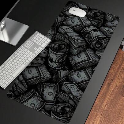 1 pieza Alfombrilla de ratón con diseño de billetes de dólar, alfombrilla de ratón grande para juegos, alfombrilla de escritorio multitamaño con bordes cosidos para escritorio, hogar y oficina, accesorios de escritorio