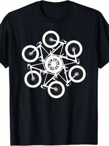 Fat Bike Kaleidoscope Pattern Cool Novelty Fat Bike Pattern T-Shirt - Black - View 1
