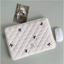 1 Laptop Bag Ballet-Style Bow Embroidered Tablet Bag For 10/11-Inch IPad 13/14-Inch  15/15.6-Inch Laptop Bag - 白色11寸 - 查看 2