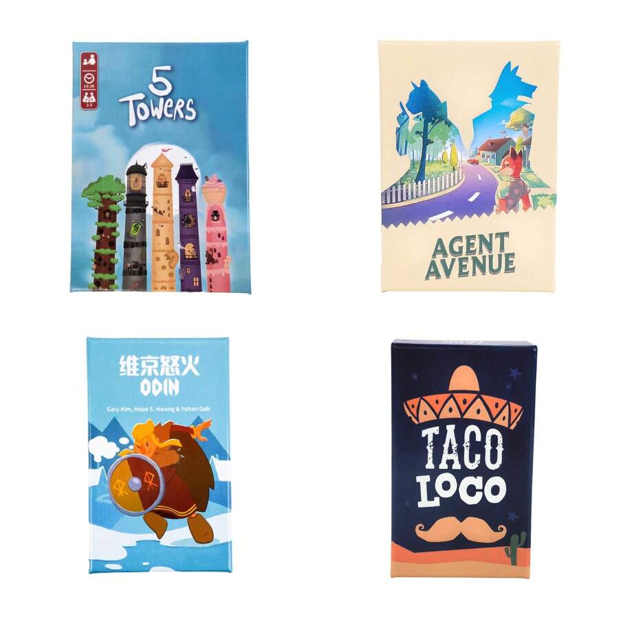 5 Towers, Agent Avenue, ODIN & TacoLoco:2-6 Players, 20-60 Mins, Dexterity, Strategy & Party Games, Family Nights, Casual Gatherings & Solo Play. - Multicolor - View 1