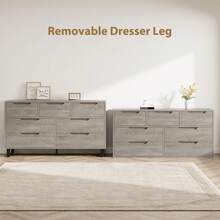 Dragonpad 7/8 Drawer Dresser For Bedroom, Freestanding Horizontal Drawer With 3 Tier Storage Shelves And Metal Legs, Wooden Closet Chest Storage For Living Room, Hallway, Entryway - Gray-7 Drawers - 查看 7