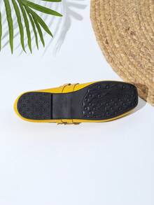 Yellow Mary Jane Vintage Style Double Strap Buckle Flat Shoes, Spring/Autumn - Turmeric - View 6