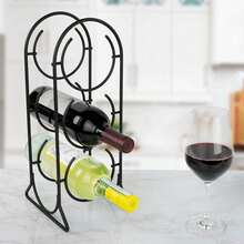 Diversified Horseshoe Wine Rack, 3-Bottle Wine Holder, Countertop Wine Storage, Holds Standard & Jumbo Wine Bottles, Modern Kitchen Décor & Storage, Black (38610) AR5WZ0 - Default - View 5
