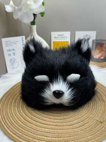 New Brown Long-Hair Fox Mask Half-Face Plush Animal Mask, Costume Party Performance Props Halloween