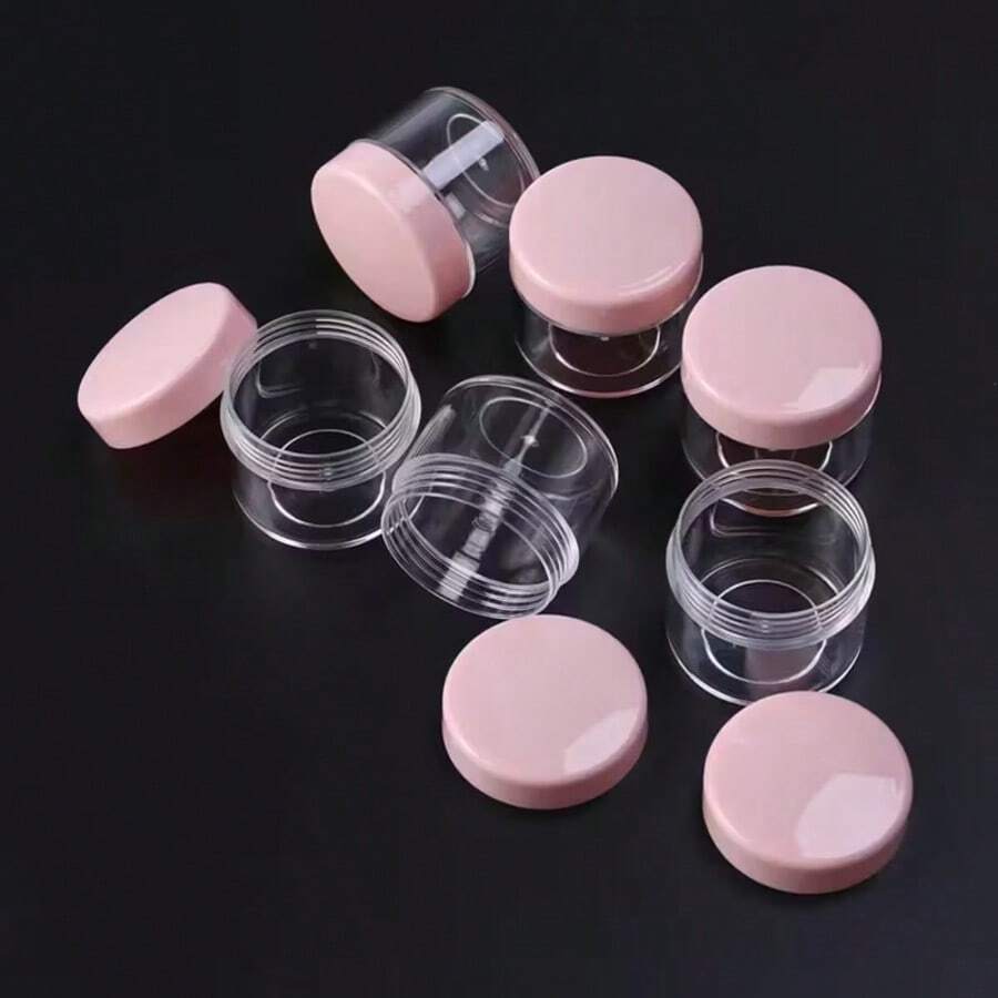 A Set Of 6 Pink Mini Travel Containers, 20-Gram Portable Round Cans, Can Hold Cosmetic Bottles Such As Cream, Shampoo And Body Lotion, Made Of Odorless Plastic, Beauty And Personal Care Products - Pink - View 1