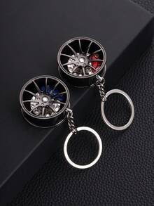 Fashion Metal Wheel Hub Keychain Finger Spinner Toys Rotating Car Wheels Pendant Key Chains Birthday Fathers Day Party Gift