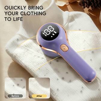 1 pieza Despelusador eléctrico de tela con pantalla LED, 3 ajustes de velocidad, batería de 500mAh, removedor de pelusa recargable y portátil USB para eliminar pelusa y bolas de las prendas