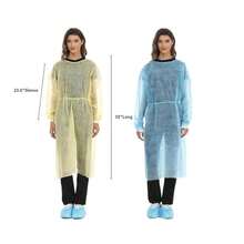 15 Disposable Isolation Gowns, Blue Or Yellow, With Woven Cuffs. For Household Cleaning, Kitchen Use, Moving, Interior Decorating, And Graffiti. Isolates Dirt And Protects Against Splashes. - Yellow - View 2