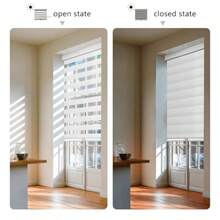 SLAW Cordless Zebra Blinds For Windows Pull Down Roller Window Shades Dual Layer Light Filtering Privacy For Day And Night Free-Stop Door Shades For Home Easy To Install 20" W X 72" H White - 白色 - 查看 2