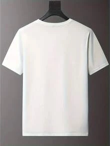 Men'S T-Shirt Featuring The Text "GEEDUP" And Graffiti-Style Designs, A Casual Short-Sleeve Round-Neck Heat Transfer Top, Regular Fit For Summer Street Style, Eye-Catching Letter Design,  Fashion Wear For Weekends, Made From Soft Material - 白色 - 查看 2