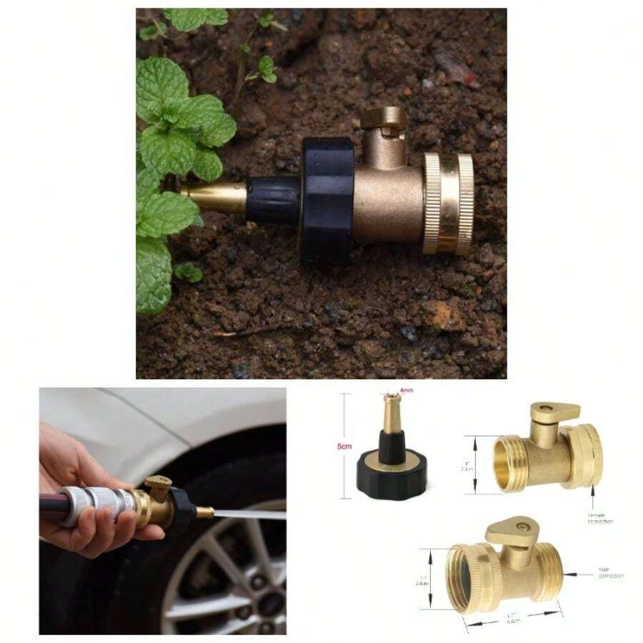 Boquilla de chorro de alta presin para manguera de jardn con vlvula de cierre, latn 2 juegos - inicial - Ver 1
