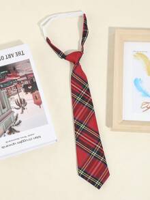 1条男女通用休闲百搭条纹格子图案领带，红/绿/粉/黑/蓝配色可选，适合学校、日常穿着、街头搭配。 - 彩色 - 查看 5