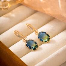 1pc Cubic Zirconia Drop Earrings Copper Jewelry - Multicolor - View 5