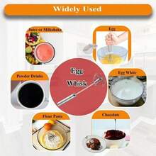 Stainless Steel Semi Automatic Whisk Egg Beater Whizzy Whisk, Hand Push Blender Kitchen Mixer Wisking Tool For Blending Cooking Gadgets(12in) - Default - View 3
