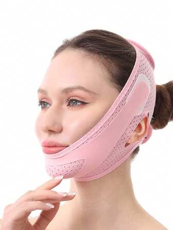 1 Pink V-Shape Facial Contouring Mask Facial Contouring Patch Women's V-Shape Sleep Mask Lifts And Firms The Jawline Facial Slimming Mask Breathable And Comfortable Dual-Lift Compression Facial Mask Suitable For Daily Use Mother's Day Gift