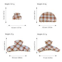 Vintage Plaid Acetate Medium Hair Claw Women, High-End Feel, Back Of Bun Shark Clip, Ponytail Hair Clip, Hair Accessory - 格紋半圓 - 查看 4