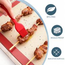 4件套硅胶烘焙垫套装，不粘烘焙垫带刷子，耐热烤箱垫，烤盘垫，面团垫，适用于面包、糕点、马卡龙面团，烘焙工具配件