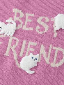 Annil Children's And Girls' Round-Neck Sweaters, Knitted Sweaters, Winter Jacquard, Warm, Elastic, Windproof, Loose And Soft - Golden Bell Powder - View 5