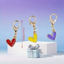 10pcs Gold Water Drop Keychain Set With Red Heart Pendant, Christmas And Business Gift, Employee And Customer Appreciation Gift - Multicolor - View 6