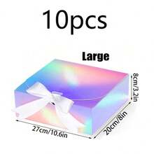 10个装 - 带盖炫彩礼盒，伴郎求婚礼盒，豪华炫彩礼盒（含丝带），适用于婚礼礼盒、生日礼盒、派对礼盒、圣诞礼盒、伴娘礼盒、毕业礼物、情人节礼盒