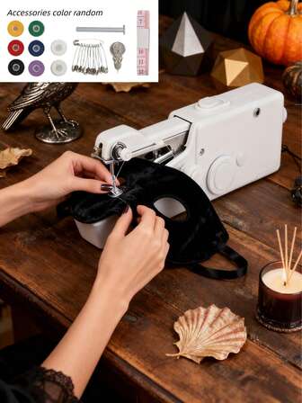 Christmas Portable Handheld Sewing Machine With Bobbin With Thread And Needle, Lightweight, Fun, Fast, Easy, Space-Saving Design, Convenient And Quick Stitching, Suitable For Quick Fixes On Thin Fabric Within 2mm, Suitable For Cushions, Curtains, Clothing, Crafts, Cute Trick-Or-Treat Bags, Travel, Home And DIY Projects,