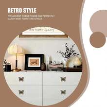 10 个复古蝴蝶造型橱柜拉手，仿古青铜色装饰抽屉拉手，适用于梳妆台、衣柜、首饰盒、床头柜等，复古动物造型设计…… - 彩色 - 查看 7