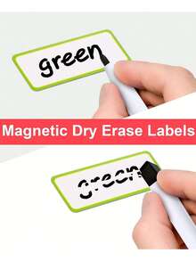 9/27/54pcs Magnetic Dry Erase Labels,Colorful Name Tags,Flexible Reusable Magnetic Label Stickers,Blank Writable Erasable Cards,For White Board, Refrigerator, Locker,Home, Office, Garage,Shelf,Bus - Multicolor - View 8