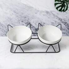 Bộ bát ăn cho mèo 2 tầng bằng gốm có chân đế sắt, khay ăn nâng cao, chống nôn và bảo vệ cột sống, dễ vệ sinh và ổn định, cho ăn lành mạnh, chống đổ, phù hợp với mèo Anh lông ngắn. - 1 lít - Xem 8