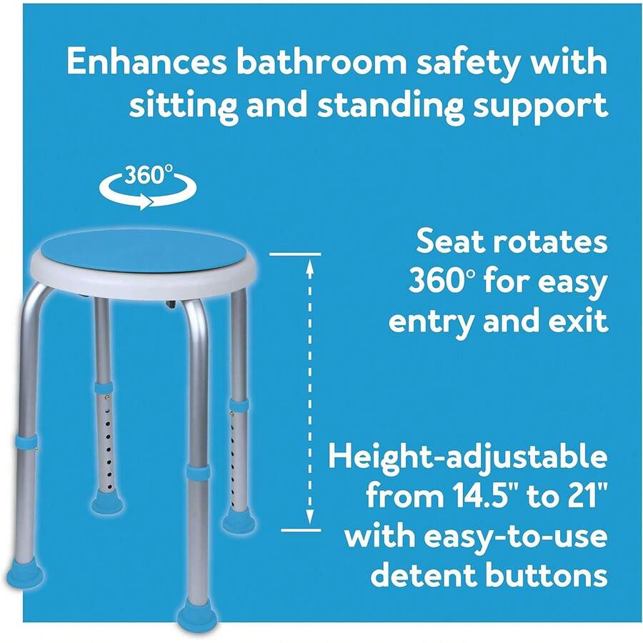 Carex Taburete Giratorio para Bañera, 5 Libras, Azul, Plástico - 1 - Ver 1