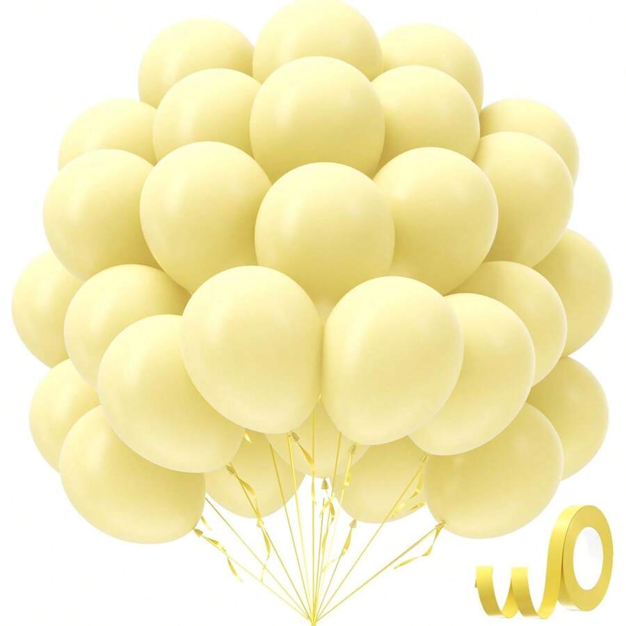 10/20/30/40/50個淡黃色乳膠派對氣球 - 18/12/10/5英吋圓形氦氣球，淡黃色，適用於生日、新娘派對、婚禮、向日葵主題派對裝飾