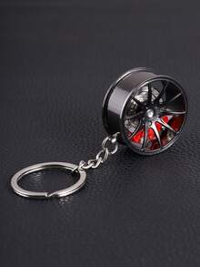 Fashion Metal Wheel Hub Keychain Finger Spinner Toys Rotating Car Wheels Pendant Key Chains Birthday Fathers Day Party Gift