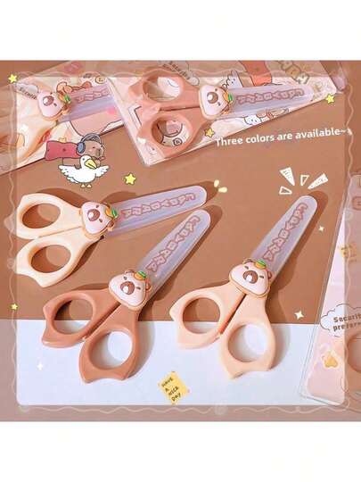 Water Vole Brand Round-Tip Safety Scissors | Mini Stainless Steel DIY Craft Scissors, Suitable For School And Party Paper Cutting (Random Style)