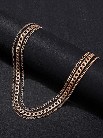 Set de 3 collares para hombres, collar punk hip-hop, accesorio versátil, adecuado para uso diario, regalo de vacaciones para amigos