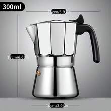 304 Stainless Steel Italian Espresso Machine, Camping Coffee Equipment, Vintage Coffee Pot, Outdoor Coffee Brewing Equipment - Silver - View 5