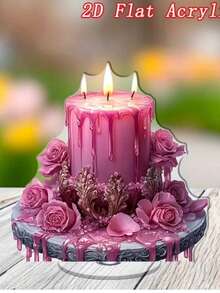 Multifunktionale lila Gebetskerze Dekoration - ideal für Weihnachts- und Neujahrs-Tischdekorationen, perfektes Urlaubsgeschenk, 2D flache Acryl Mehrzweck Heimdekoration