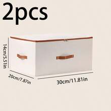 2pcs/1pc Dustproof Storage Box With Lid Large Capacity Foldable Clothes Storage Box Double Thickness Moisture-Proof Storage Box, Under-Bed Storage - Beige - View 17