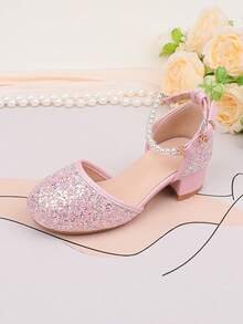 Zapatos de niña de las flores para boda, fiesta, vacaciones, adecuados para niñas pequeñas, niñas pequeñas y niñas grandes, zapatos de vestir clásicos y cómodos de color rosa con perlas, para ocasiones formales, recitales, ballet, zapatos de princesa con brillo - Rosa - Ver 11