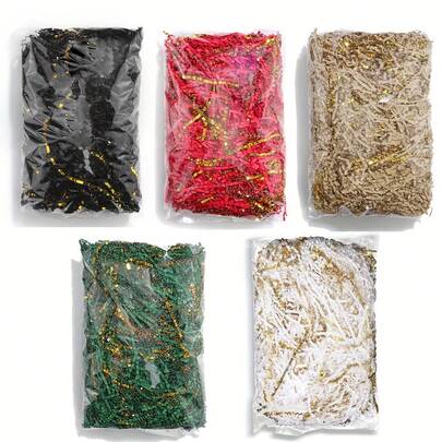 Assorted Gold Crinkle Paper - Vibrant Ombre Design, Suitable For Gift Box Packaging And Decoration, Birthday, Valentine's Day, St. Patrick's Day, Easter, Christmas Gift Filler, Gift Box Filler, Holiday Gift Wrapping, Elegant Display